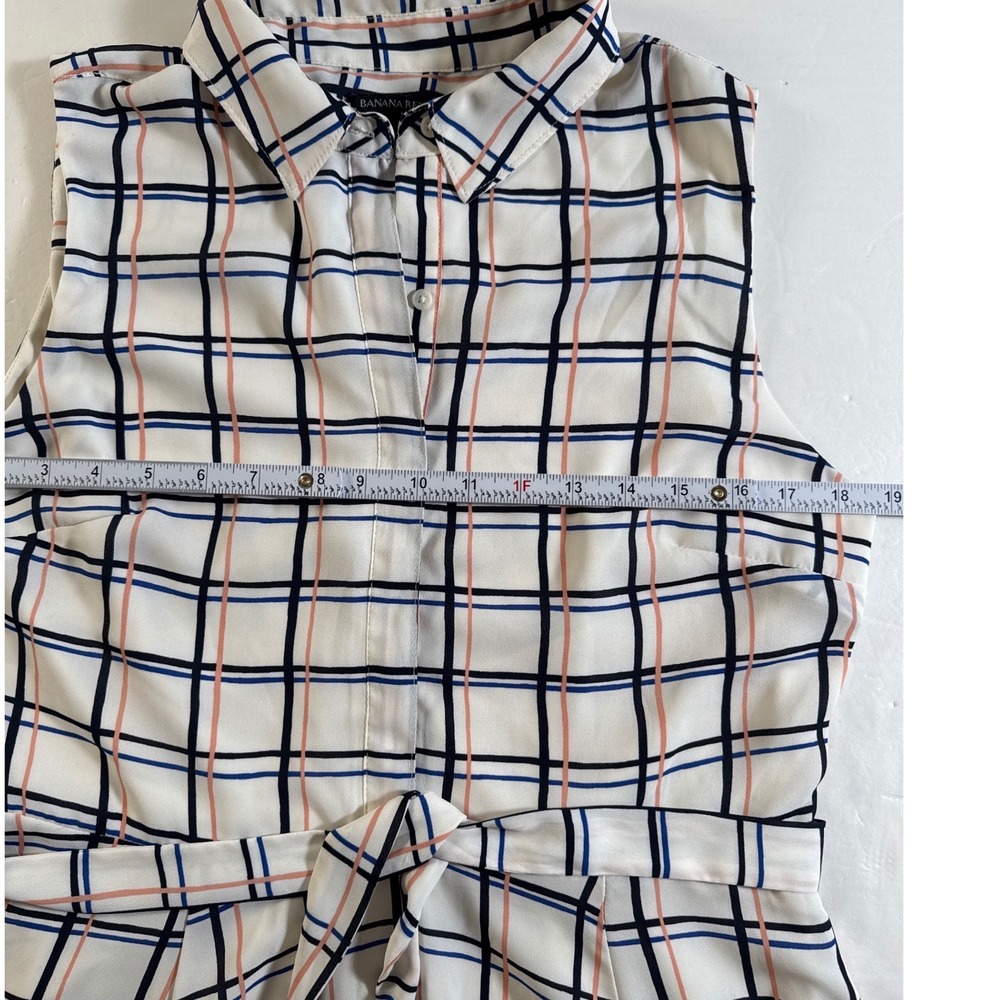 Plaid Sleeveless Shirt Dress Banana Republic‎ Women's 12P Belted, Sidezip Career - Picture 8 of 13